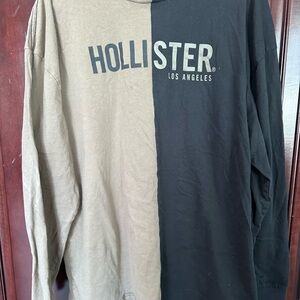 Hollister Two-Tone Long Sleeve Shirt - Black and Tan